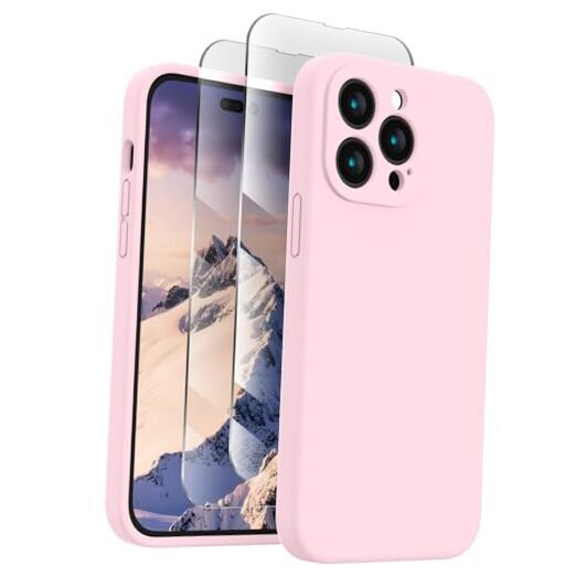Designed for iPhone 14 Pro Case, Silicone Upgraded [Camera Chalk Pink