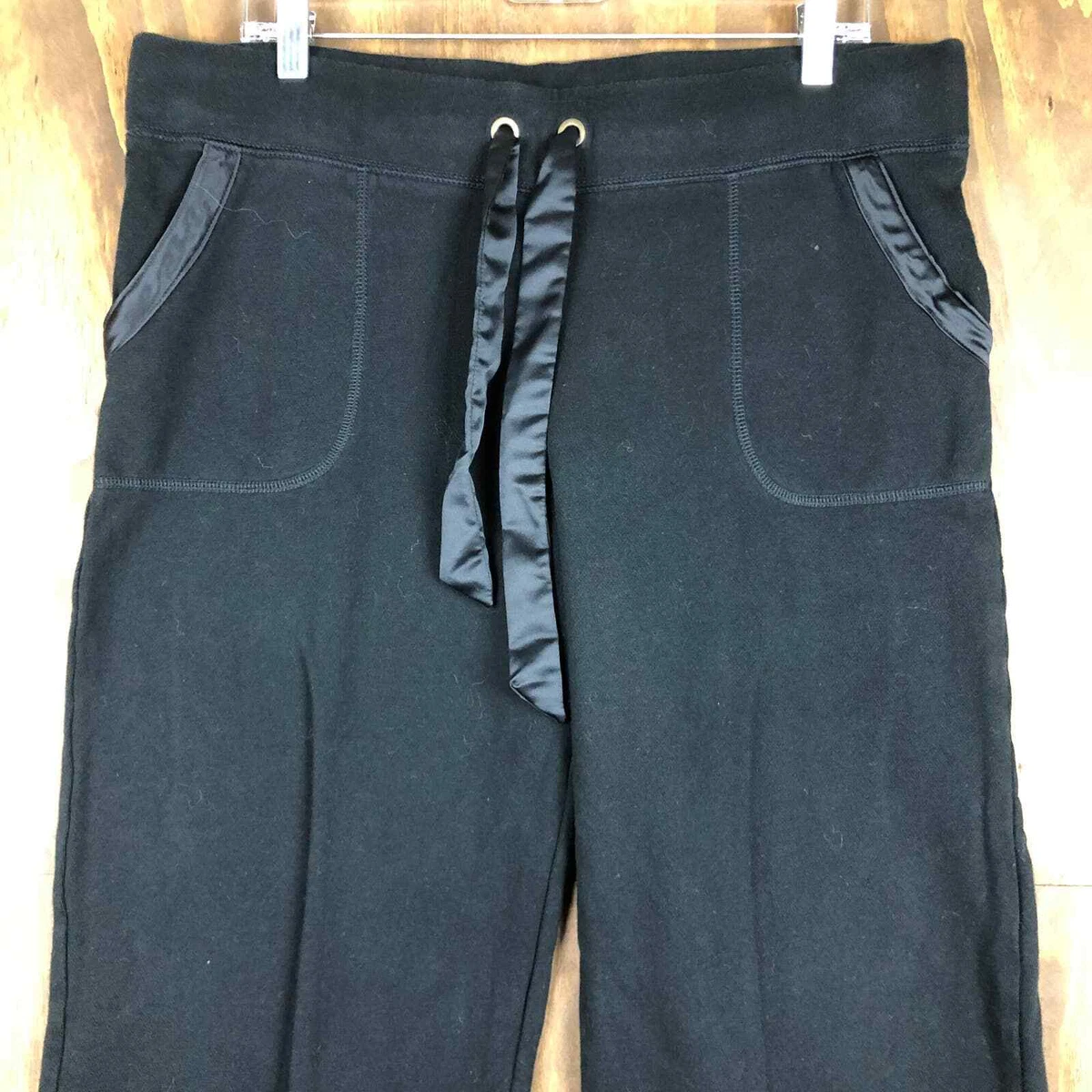 Merona Womens Pants Black Sweatpants Capris Soft Sweats Lounge Stretch Large
