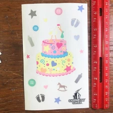 1 Mrs Grossmans Its a Girl Cake Stickers Baby Stork Footprints Toys Shower Pink