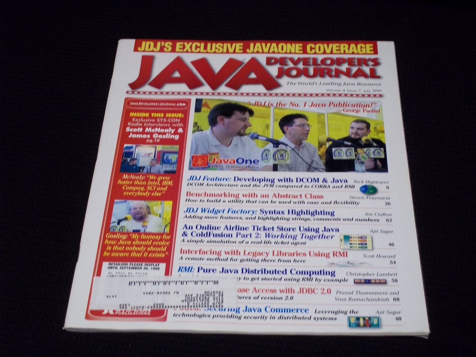 1999 JULY JAVA DEVELOPER'S JOURNAL MAGAZINE - JDJ #1 COVER - H 2464 | eBay