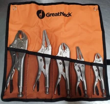 GreatNeck 5pc Locking Plier Set with Pouch, 74230