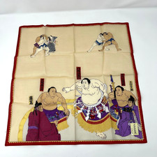 Japanese Cotton Handkerchief 16" Ukiyo-e Print Made in Japan Tenugui Style