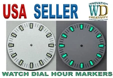 Watch dial luminous hour makers Silver Gold indexes indices bars MOD Green Blue