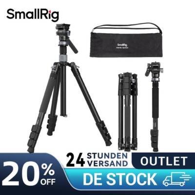 SmallRig 63'' Video Travel Tripod,Carbonfaser-Stativ mit Schnellwechsel-Fluidkopf