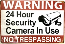 TIN SIGN new 8x12 Security camera surveillance CCTV  home no trespassing (VV)