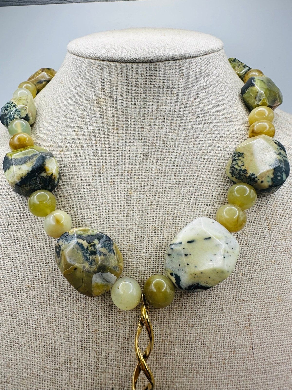 Handcrafted chunky jasper toggle Necklace 18” - image 2