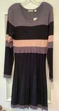 C Est 1946 Knit Dress Long Sleeves Ribbed Sweater Color Block Size XL NEW