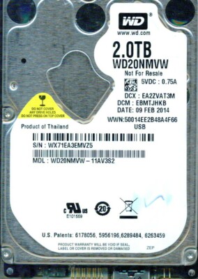 WD20NMVW-11AV3S2,  EBMTJHKB  WESTERN DIGITAL 2TB, USB 3.0  WX71  FEB 2014