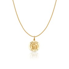 14K Yellow Gold St. Joseph Pray For Us Charm Pendant 0.9mm Wheat Chain Necklace