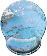 Mouse Pad with Wrist Support, Ergonomic Memory Sky blue marble