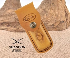 Case xx Medium Brown Leather Job Case Belt Sheath for Pocket Knives 9026 NEW