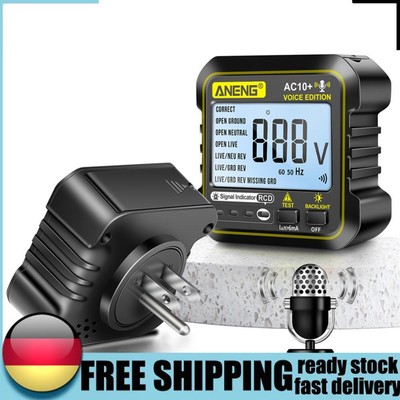 Multi-function Receptacle Detector LCD Display Digital Multimeter for US/EU Plug