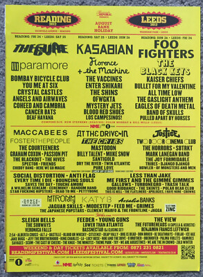 READING/LEEDS 2012 UK ad THE CURE KASABIAN FOO FIGHTERS PARAMORE THE BLACK KEYS