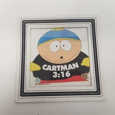 Vintage 1998 South Park Cartman 3:16 Funny Novelty Print, 8" × 8" Framed