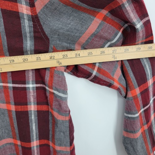 American Rag Cie Shirt Mens XL Red Gray Plaid Linen Long Sleeve Button Up - Picture 6 of 7