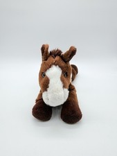 Aurora Horse Brown White Patches Plush Stuffed Animal Toy 9"