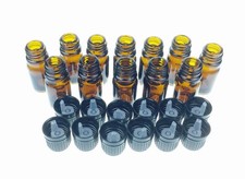 Amber Glass Bottles 5ml Essential Oil Containers - Euro Caps 12 Pack