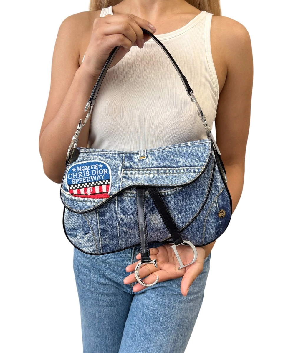 Dior Saddle Denim Exterior Medium Bags & Handbags for Women for