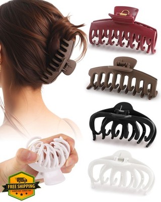 CHLINS 4pk Silicone Hair Claw Clips White Black Coffee Dark Red