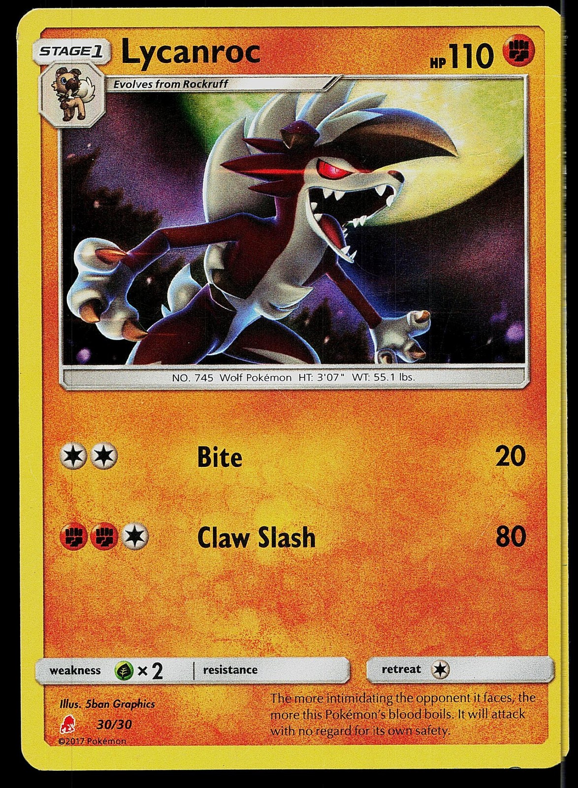 Pokemon Card SM Trainer Kit: Lycanroc & Alolan Raichu Lycanroc 30/30 Holo