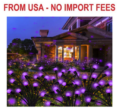 Solar Garden Lights Outdoor, 2 Pack 16 LED Solar Purple Firefly Lights Waterproo
