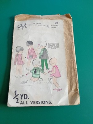 Vintage Schnittmuster STYLE Schnittmuster 1808 KINDERKLEIDUNG GESCHNITTEN/UNGESCHNITTEN