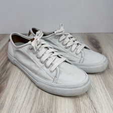 Frye Leather Sneakers White Tan Trim Low Top Casual Classic Preppy Women s 9