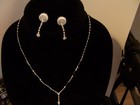 Wedding Necklace Set Silver Tone Y Shaped Rhinestone Crystal Necklace & Earrings — photo 7