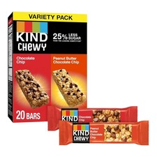 Chewy Granola Bars, Variety Pack,Chocolate Chip and Peanut Butter Chocolat 20 Ct