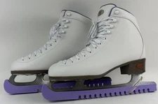Riedell Figure Skates Sparkle White/violet Model 133 Diamond SZ 10 Original Box