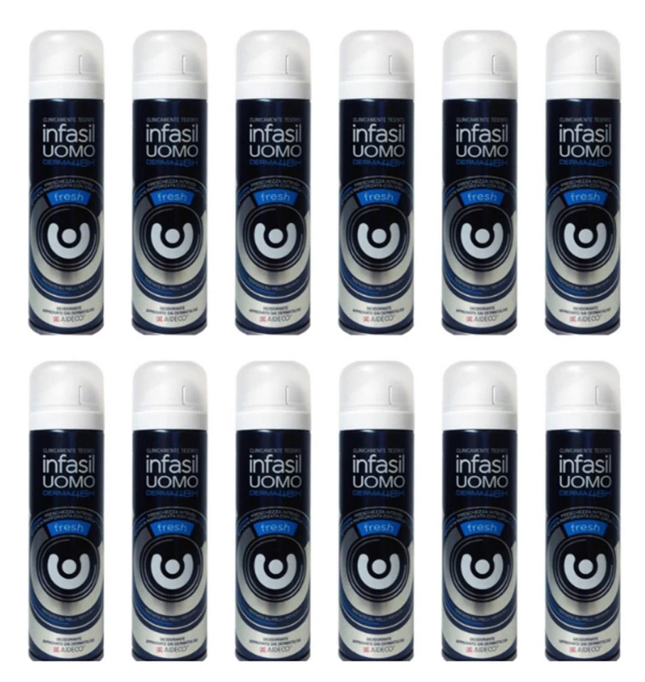 12 x Infasil Deo Spray Men Fresh Derma 48h Deo männliche Anti Geruch - Bild 1 von 1