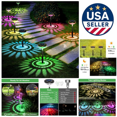 #ad Transform Your Garden with 8 Pack Waterproof Solar Pathway Lights amp; Patterns $125.29