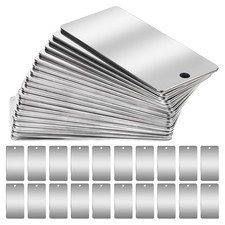 50 Pack Metal Engraving Blanks Stainless Steel Rectangle Blank Tags silver