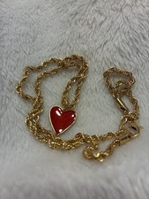 Alexa Leigh - Mon Amour Necklace 18" Red Enamel Heart 18k Gold Filled Rope Chain