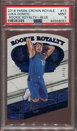2018 Luka Doncic Rookie Card Crown Royale Royalty Blue /49 #13 Mavericks PSA 9