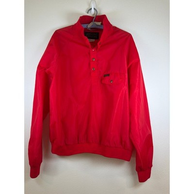 Vintage Eddie Bauer Jacket Men's Medium Red Nylon Hiking Camp Packable Mock