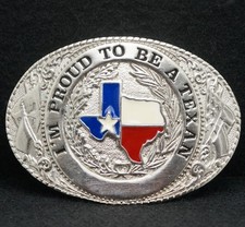 WF05175 NOS VINTAGE 1986 I'M PROUD TO BE A TEXAN IN ORIGINAL BOX BELT BUCKLE