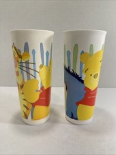 Tupperware Set of 2 Tumbler Cups 16 oz. Straight Sided White Winnie the Pooh NEW