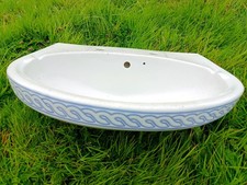 Vintage Qualcast England Limoges Blue Rope Toilet Cistern & Basin Sink Suite