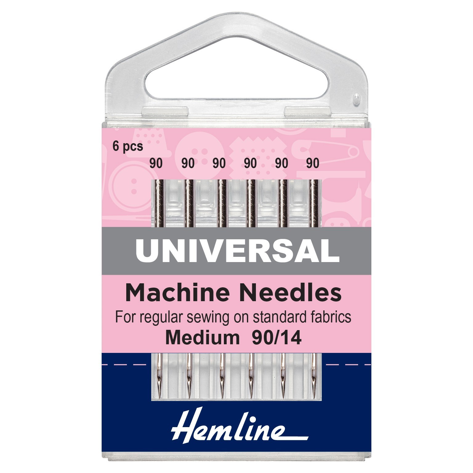 Hemline: Sewing Machine Needles: Universal: Medium/Heavy 90(14): 6 Pieces