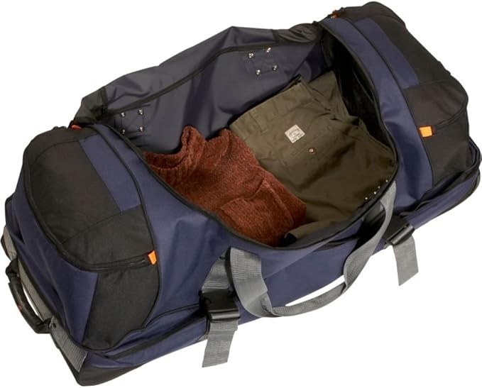 High Sierra 36" Wheeled Drop-Bottom Duffel w/Backpack Straps, Navy Blue AT102