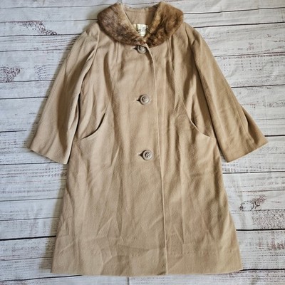 Vintage Hudson Belk ILGWU Lady Gambrell Fur Collar Long Coat