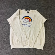 Screen Stars Sweatshirt Mens XL White Vintage Dream Factory Rainbow USA Made