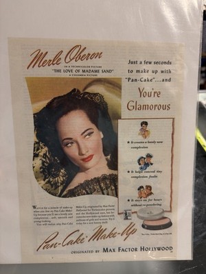 Merle Oberon 1944 Max Factor Magazine Advertisement One Sheet Pan Cake Make Up