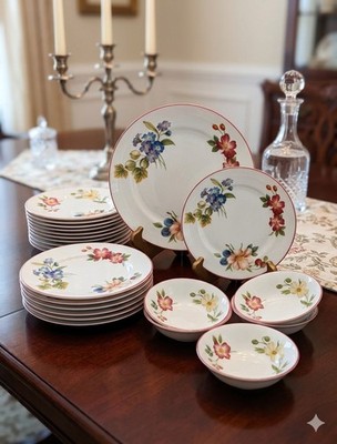 Royal Worcester 8.5'' Salad Plates  Set Of 8 Plus 12 Cake Plates Floral Pink Trim