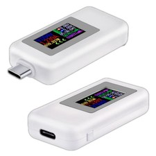 2Pc White USB-C Power Tester Voltage Current Capacity Meter Multimeters 4-30V 5A
