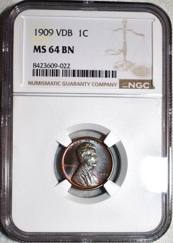 NGC MS-64 BN 1909-P VDB Lincoln Cent, Beautifully Toned specimen.