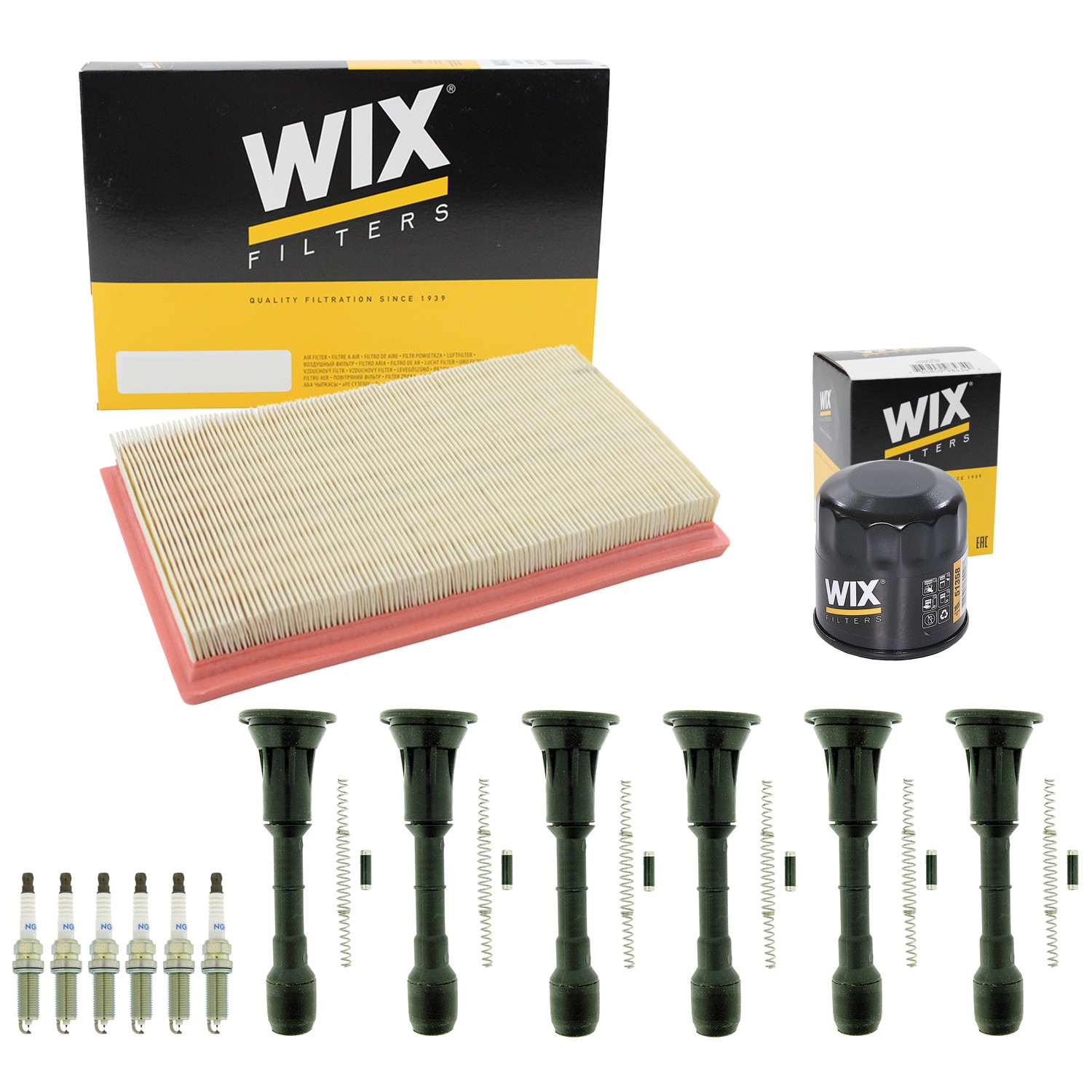 Wix Tune Up Kit NGK 6 Spark Plugs  Coil Boots Kit For 350Z Altima Maxima 3.5 V6