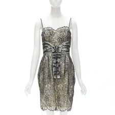 CHRISTIAN DIOR JOHN GALLIANO 2011 Runway lace bead embellished bow dress FR36 S