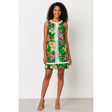 Eliza J Tropical Mini Shift Dress Sleeveless Green Pink Womens Size 8